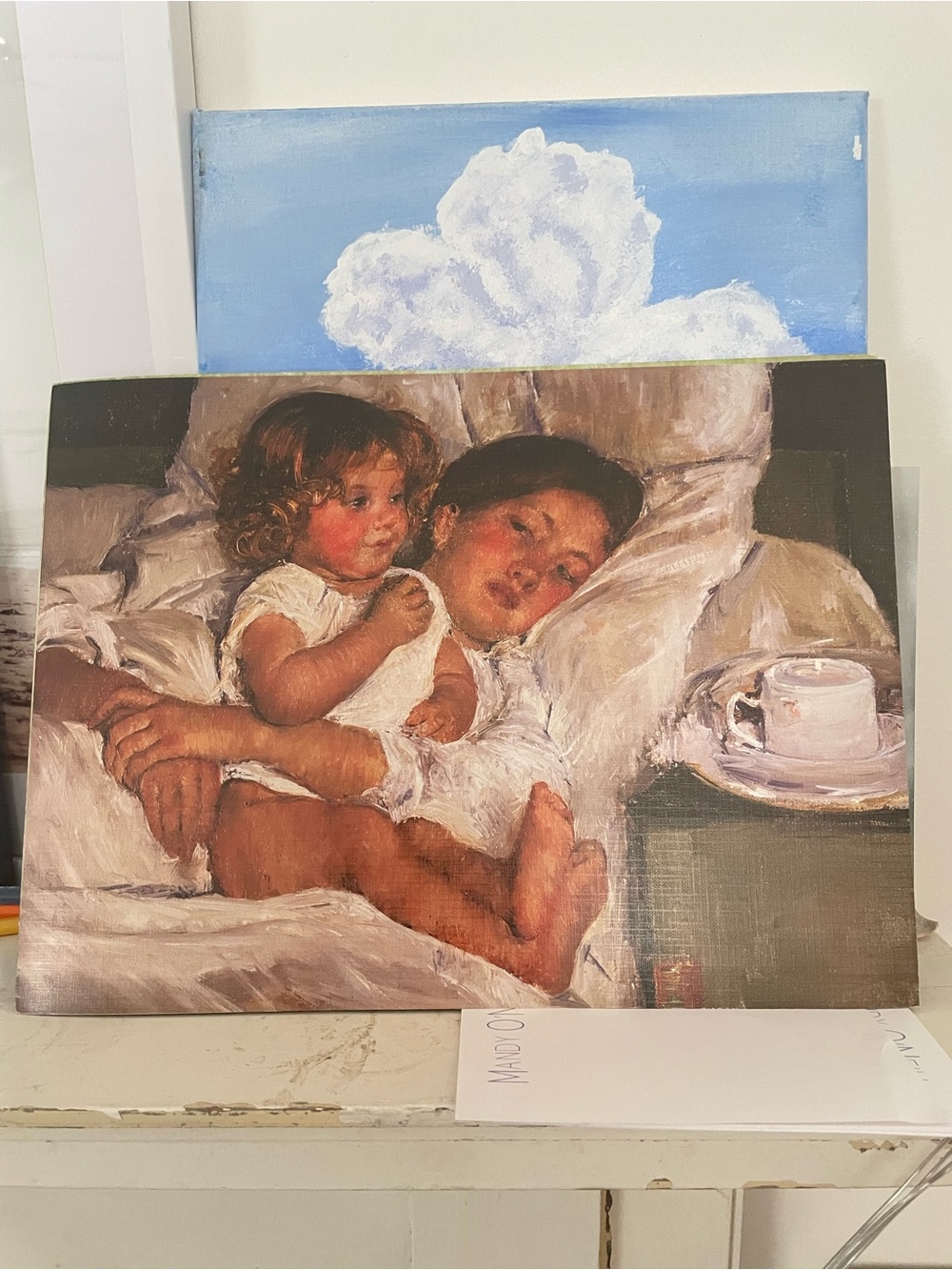 Mary Cassatt Classic Mother and Child Canvas Print in Brown and White